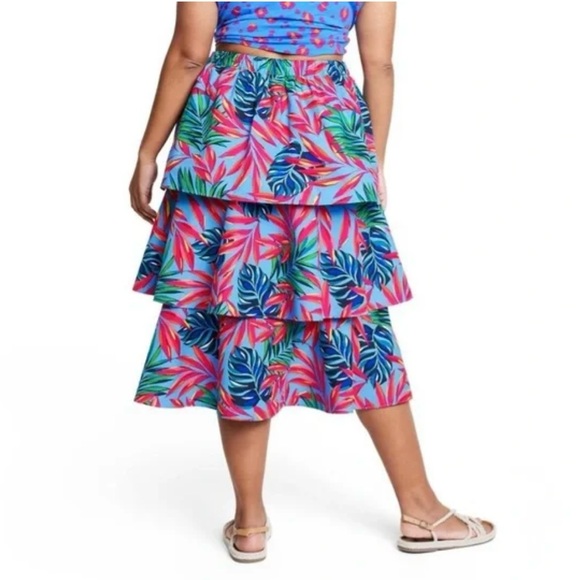Tabitha Brown for Target Tropical Print Tiered Midi Skirt NWT Women’s Size Large - Picture 2 of 11